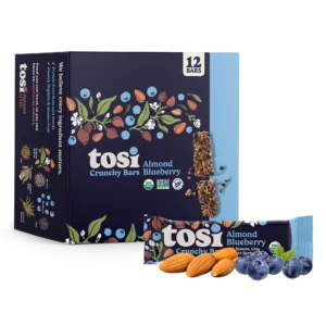 Tosi Crunchy Protein Bars - Almond Blueberry (12 Bars)