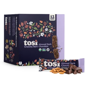 Tosi Crunchy Protein Bars - Almond Dark Chocolate (12 Bars)
