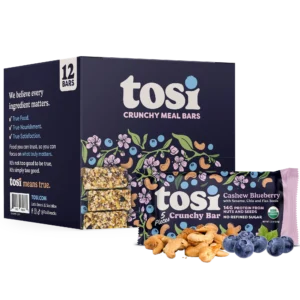 Tosi Crunchy Protein Bars - Cashew Blueberry 68g (12 Bars)
