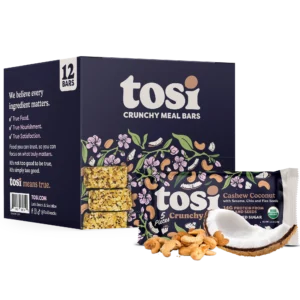 Tosi Crunchy Protein Bars - Cashew Coconut 68g (12 Bars)