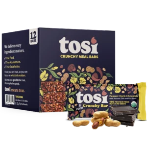 Tosi Crunchy Protein Bars - Peanut Dark Chocolate 68g (12 Bars)